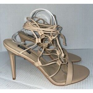 Nine West Sandals Women’s Size 12M Beige Lace-Up Stiletto Strappy High Heel